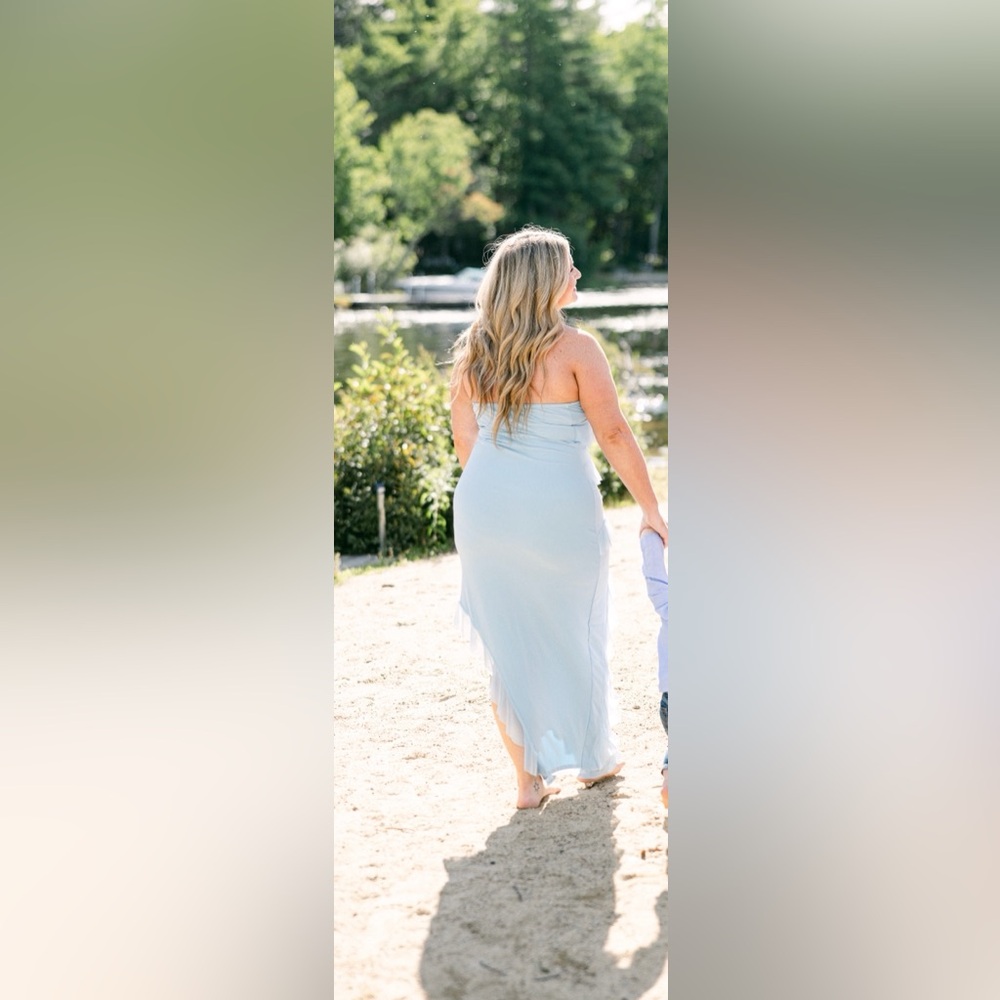 Light blue off the shoulder dress, size L!